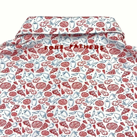 Fore Fathers Golf Polo Shirt Men's 2XL White Red Pizza Pepper Short Sleeve Dads - Picture 5 of 7